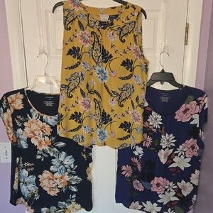 Van Heusen Floral Blouse Set - Yellow, Navy, Dark Blue
